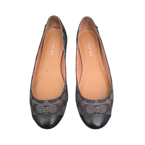 Coach Chelsea Shoes Womens Size 7.5B Jacquard Signature Flats Black Gray - Picture 13 of 13
